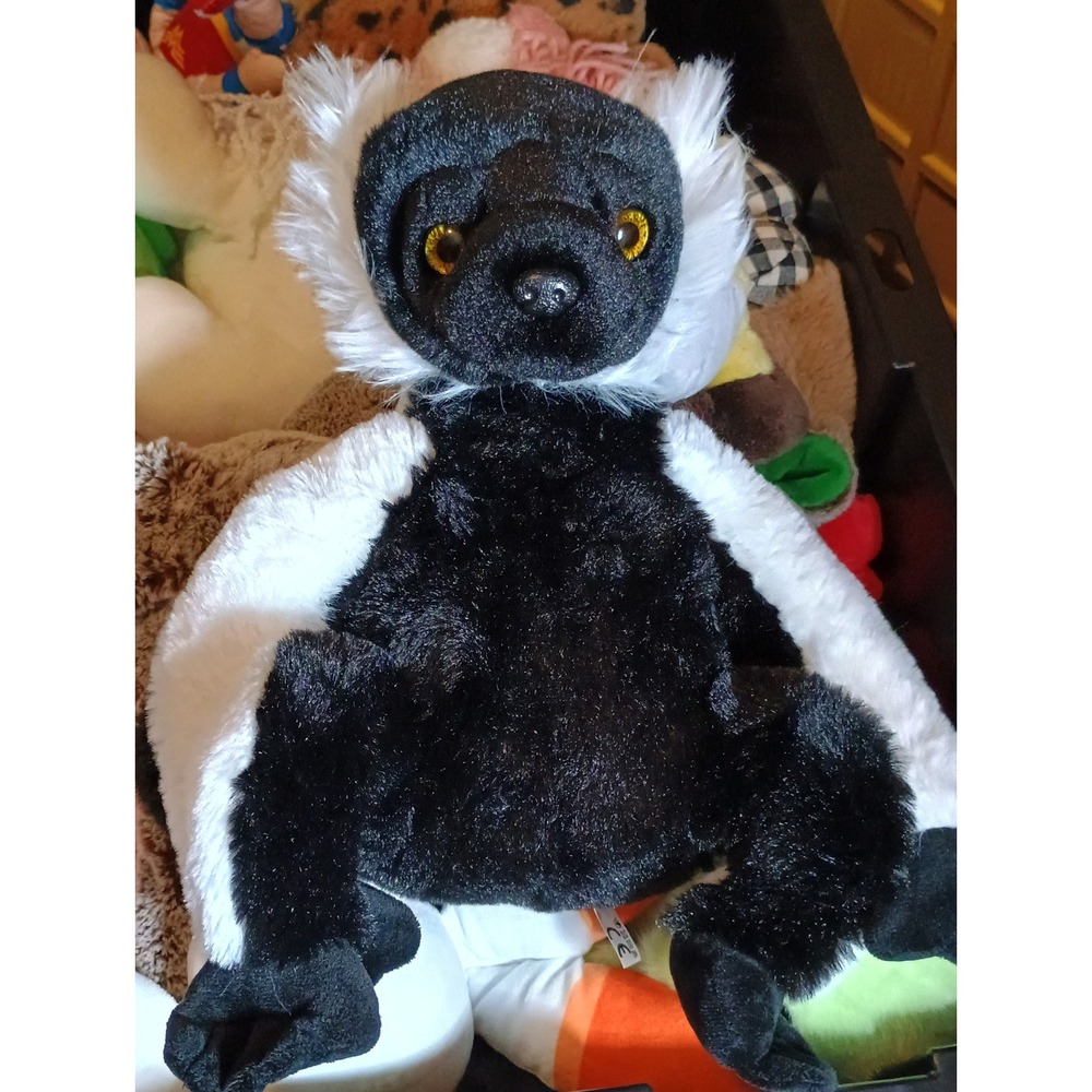 12" 2023 The Petting Zoo Black White Beanbag Plush I'm Recycled Patch Lemur 5